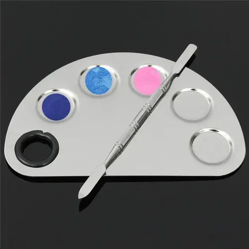 ~ 5 Paleta De Mezcla Maquillaje Metal Con Pozos E