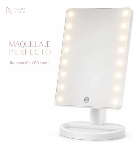 Espejo Maquillaje Con Luz Led Táctil Mesa Tocador 16 Leds