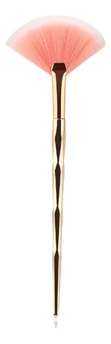 Pincel Abanico De Alto Brillo Color Oro Rosa