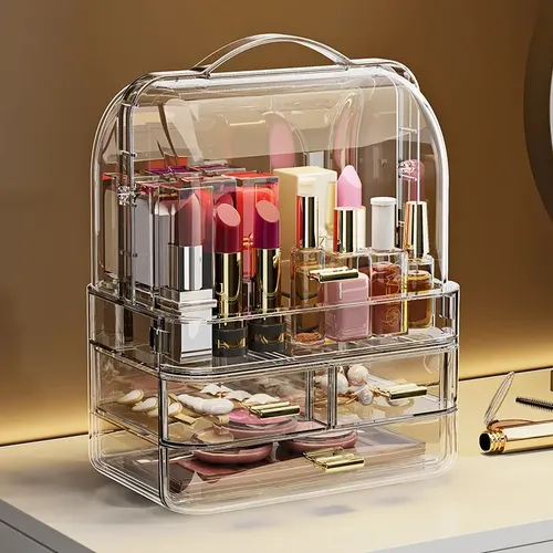 Organizador De Cosméticos Transparente Con Tapa Y Cajones