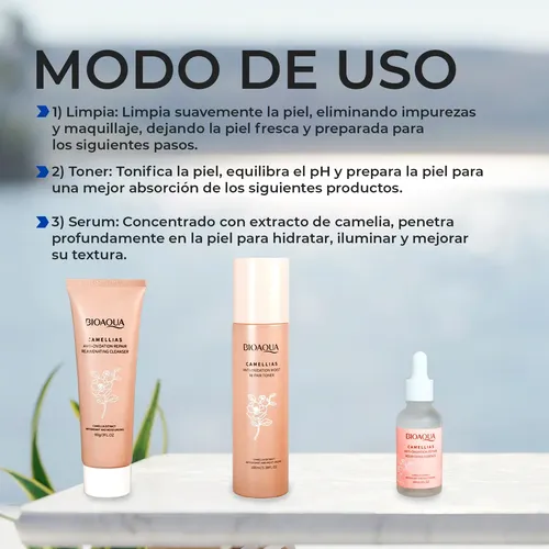 Set De Cuidado Facial Bioaqua Con Extracto De Camellias Kit De Skincare Antioxidante Ideal Para Todo Tipo De Piel