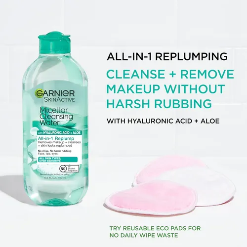 Garnier Agua Micelar Con Ácido Hialurónico, Limpiador Facial