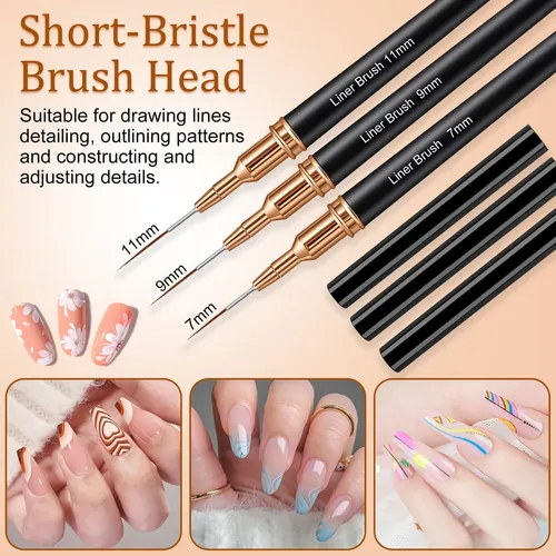 Vivinin Set Brochas Nail Art Metálicas 7 Piezas