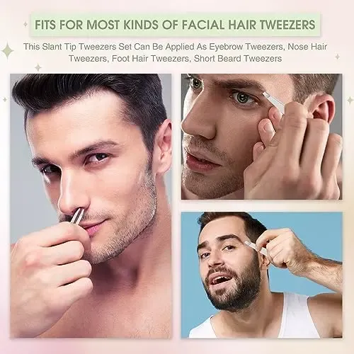12 Piezas Pinzas Para Cejas Pinzas De Punta Inclinada De De