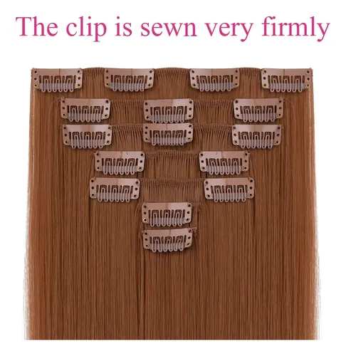Extensiones De Cabello Lacio 55cm 7piezas Clip Cobrizo 1u