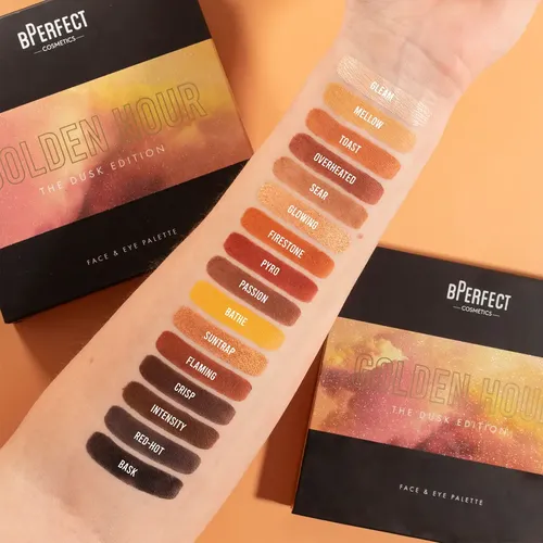 Paleta Maquillaje Ojos y Rostro BPerfect Golden Hour Dusk Sombras e Iluminadores