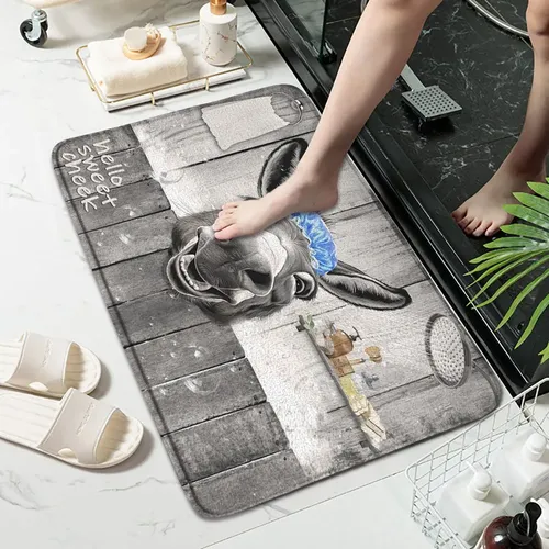 Alfombra De Baño Diseño Burrito Gorro Ducha Suave Franela