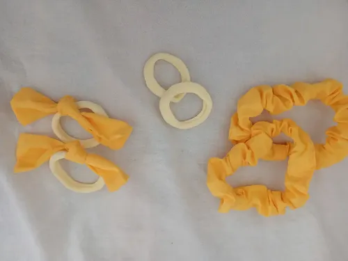 Combo Accesorios Para El Pelo Escolar Moda Nenas Color Amarillo Liso