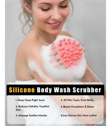 Esponja Exfoliante Anticelulitis Silicona Rosa 2 En 1