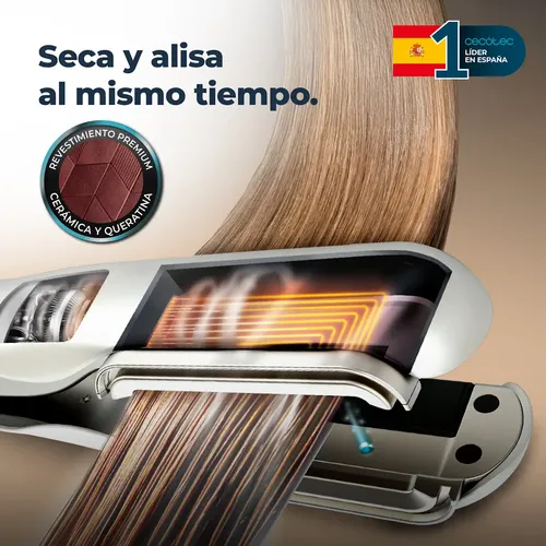Plancha Y Secador Cecotec Airlisse 2 En 1 Anti Frizz Champag