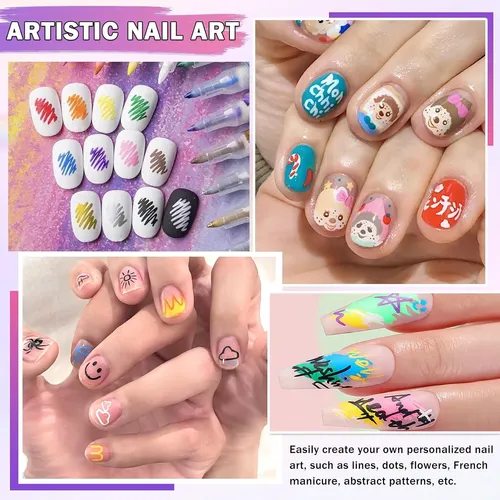 Set 12 Marcadores Para Uñas Colores Acrílicos Secado Rápi