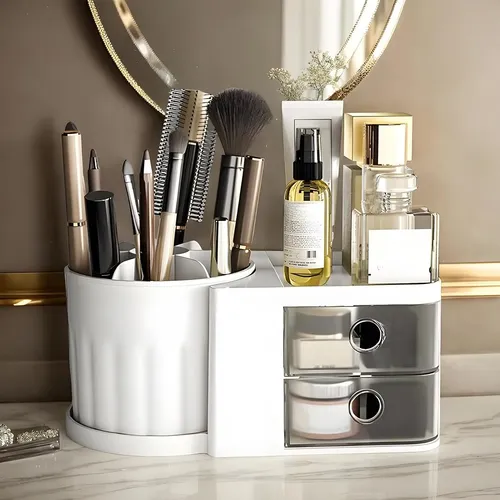 Organizador Escritorio Giratorio Maquillaje 2 Cajones