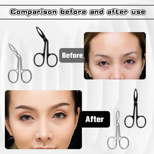 Set 4 Pinzas Y Tijeras Cejas Acero Negro Y Plata