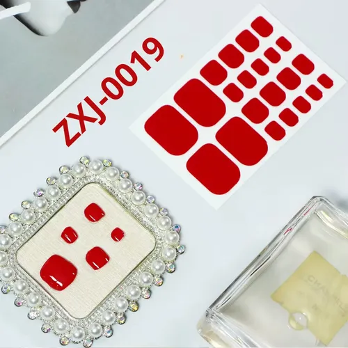 Tiras De Uñas Gel Para Pies Autoadhesivas 22u – No Necesita Lampara UV – Rojo