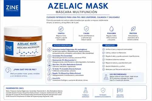 Kit Skincare Zine Azelaic Completo Gel Sérum Crema Máscara
