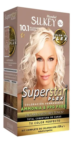 Kit Silkey Superstar Plex Tintura Sin Amoníaco 60g Tono 10.1 Aclarante Ceniza
