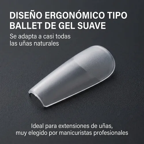 Tips Soft Gel Cuadrado Mate 504 Unidades 12 Tamaños