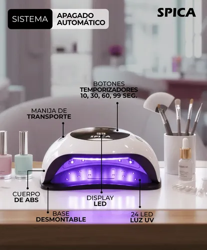 Cabina Led De Uñas 120w Spica S-240 Luz Uv Secador Mano Pies