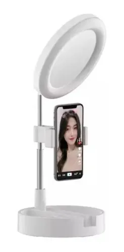 Espejo Maquillaje Plegable Con Luz Led Y Soporte P/ Celular