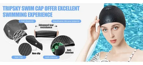 Gorro De Natación Elástico De Silicona Para Hombre Y Mujer,  Negro/blanco