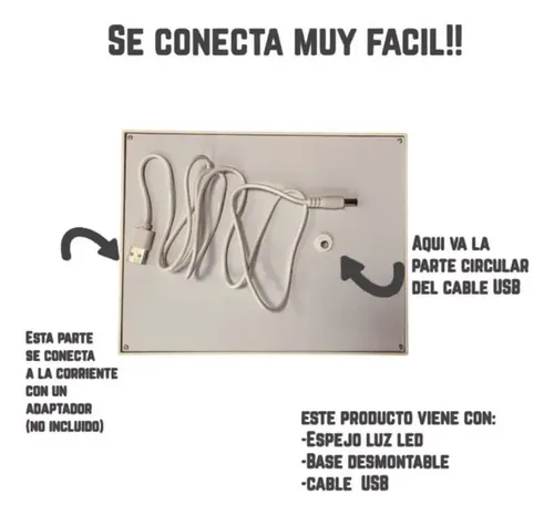 Espejo De Maquillaje 4 Luces Led Usb Frio Cálido Neutro