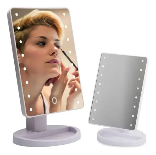 Espejo Maquillaje Portatil Mesa Touch Luz Led Usb Recargable