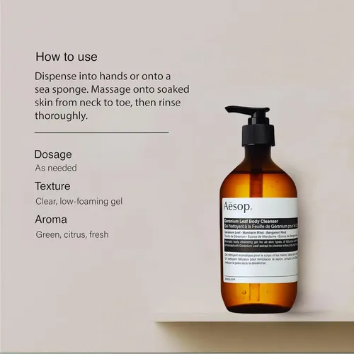 Limpiador Y Exfoliante Corporal Aesop Hoja De Geranio 478ml
