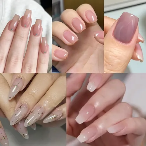 Set Esmaltes Gel 6 Colores Nude Brillo Base Y Top Coat