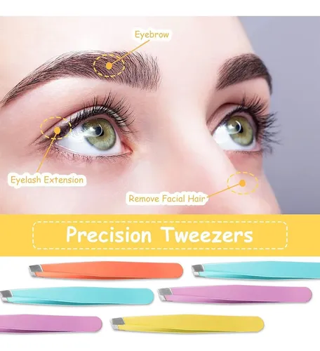 16 Pinzas De Cejas Inclinadas Maitys Acero Inoxidable