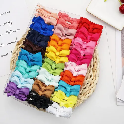 50 Piezas De 25 Colores En Pares De Moños Para El Pelo Con B