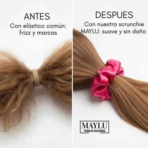 Scrunchies, Colitas De Pelo De Raso Antifrizz. Rojo