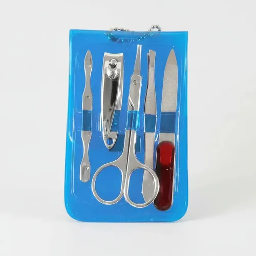 Set Manicura Neceser Transparente Azul X 5 Pzas Art N8503