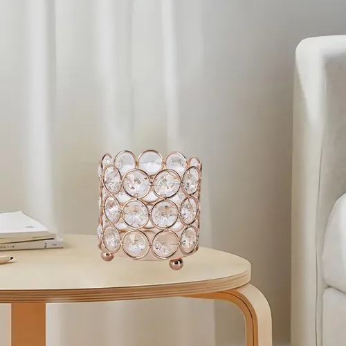 Soporte De Cristal Para Brochas De Maquillaje, Dorado