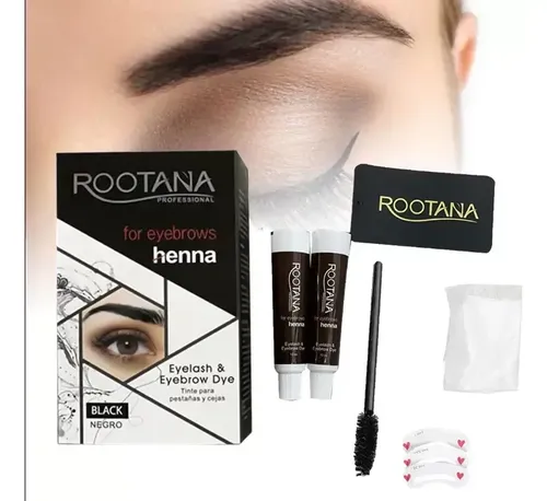 Henna Rootana Cejas Y Pestañas + Perfilador De Cejas Color Negro