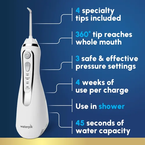 Waterpik Wp-580 Hilo Dental Inalámbrico Blanco, 4 Puntas Blanco