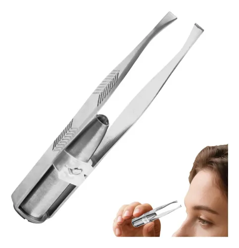 Pinza Led Para Cejas Con Ojeras Luminosas De Acero Inoxidabl Plateado