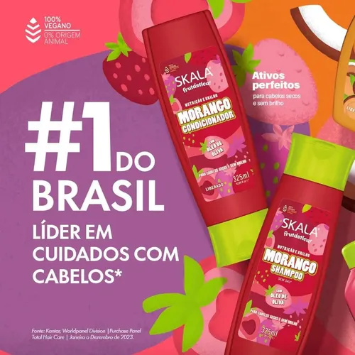 Kit Skala Frutastica Morango Shampoo + Enjuague + Mascara