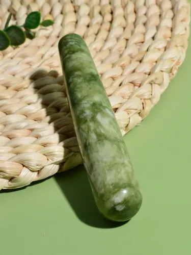 1 Pieza De Palo De Masaje Cilíndrico De Jade Natural Gua Sha