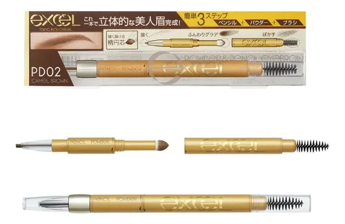 Polvo Y Lápiz Para Cejas Excel Pd02 Camel Brown