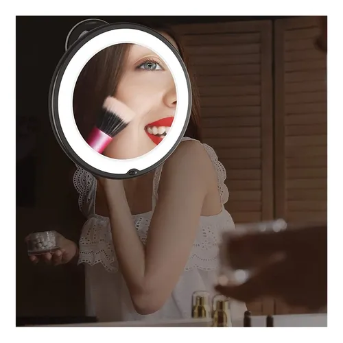 Espejo De Maquillaje De Lupa 10x Con Luz Led 360 Grados