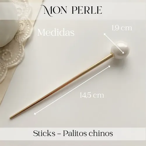 Horquilla Pelo Metal Dorada Perla Palito Chino Rodetero