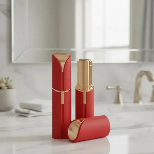 Depiladora Facial Removedor Vello Dama Pila Mujer Indolora Portátil Precisión Rostro Cejas Compacta Elegante Rojo