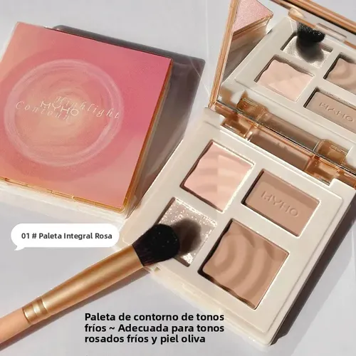 Paleta 4 En 1 Iluminador Contorno Polvo Compacto Maquillaje