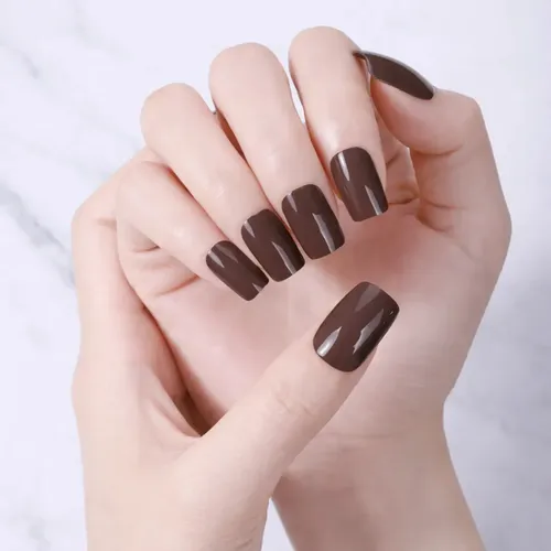 Tiras De Uñas de Gel Premium 22u Autoadhesivas – No Necesitan Lámpara Uv – Marron Chocolate