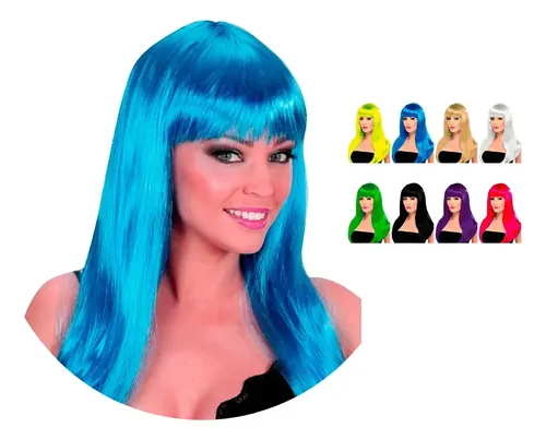 Pack X 6 Pelucas Lisas Largas Colores Fiestas Disfraces 555 Surtidos Al Azar