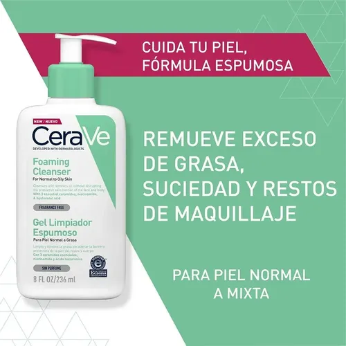 Cerave Gel Facial Limpiador Espumoso X236ml