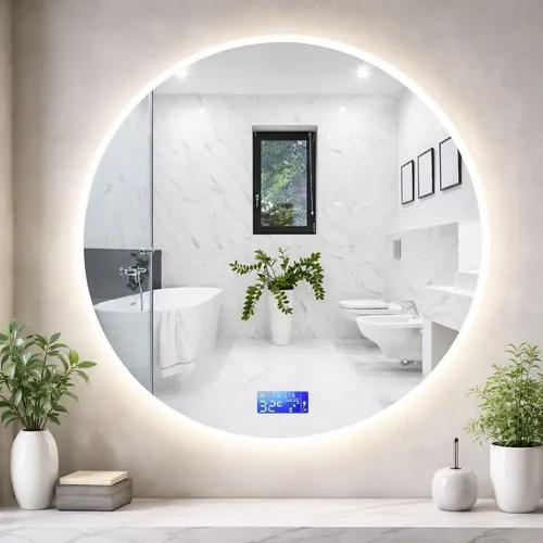 Espejo Inteligente Sin Borde Led Sonido Bluetooh Redondo D10