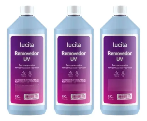 Removedor Esmalte Semipermanente Lucila Acetona 950ml Pack 3