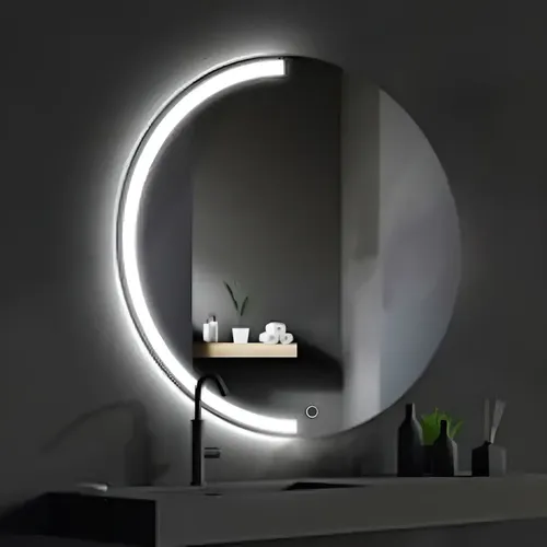 Espejo Circular Led 60cm Espejo Cálido Romántico Marco Transparente