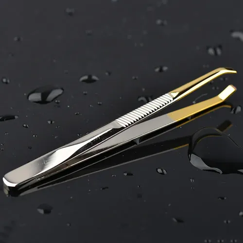 Pinza Para Cejas Curva Portátil Acero Inoxidable